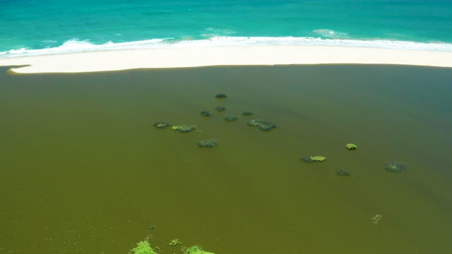 SAN JOSE DEL CABO ESTUARY BCS MEXICO-2021: Shallow Coastal Waters with Algae and White-Capped Waves
