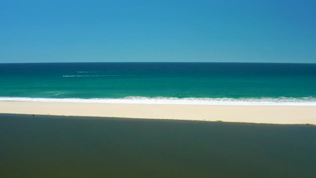 SAN JOSE DEL CABO ESTUARY BCS MEXICO-2021: Waves Breaking on Sandy Beach Aerial View