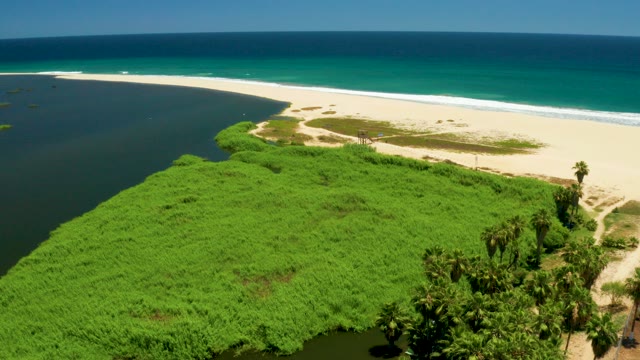 SAN JOSE DEL CABO ESTUARY BCS MEXICO-2021: Sandy Beach and Turquoise Ocean at Estuary