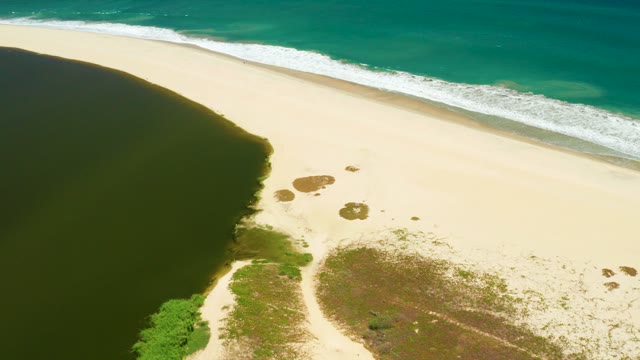 SAN JOSE DEL CABO ESTUARY BCS MEXICO-2021: Lagoon, Sandy Beach, and Ocean Waves Shifting