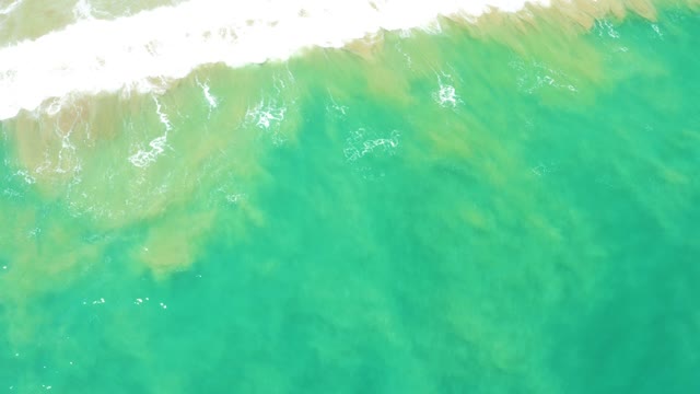 SAN JOSE DEL CABO ESTUARY BCS MEXICO-2021: Receding Ocean Wave in Turquoise Water From Overhead