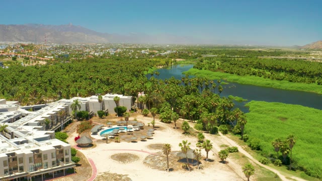 SAN JOSE DEL CABO ESTUARY BCS MEXICO-2021: Resort with Pool and River, Aerial