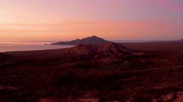 CABO PULMO BCS MEXICO-2021: Desert Hill and Ocean at Sunset