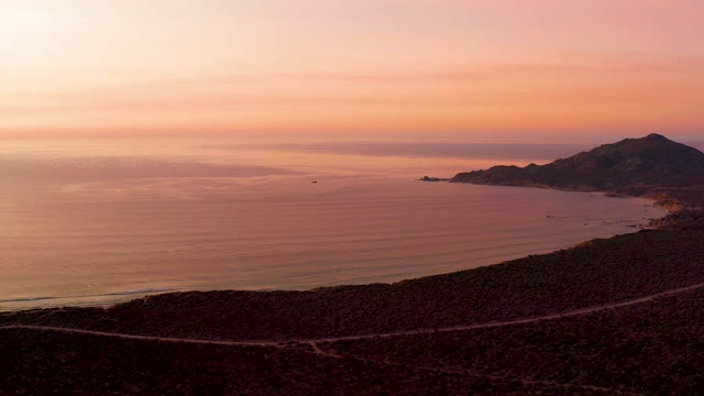 CABO PULMO BCS MEXICO-2021: Coastal Hillside Sunset with Winding Road