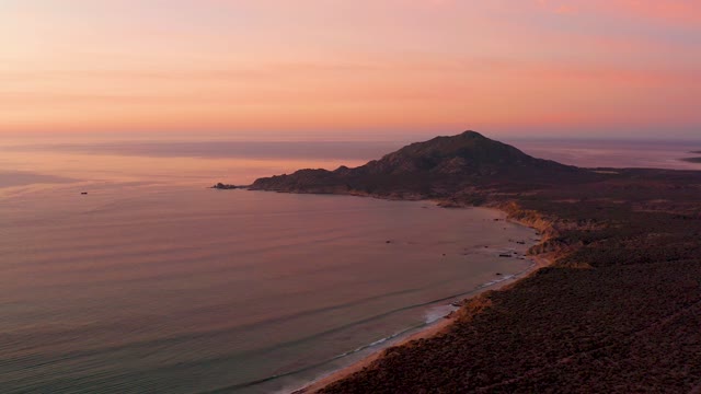 CABO PULMO BCS MEXICO-2021: Coastal Sunset Over Ocean and Hill