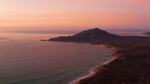 CABO PULMO BCS MEXICO-2021: Coastal Sunset Over Ocean and Rocky Shore