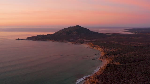 CABO PULMO BCS MEXICO-2021: Coastal Sunset Over Ocean and Hill