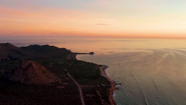 CABO PULMO BCS MEXICO-2021: Coastal Sunset Over Ocean and Hills