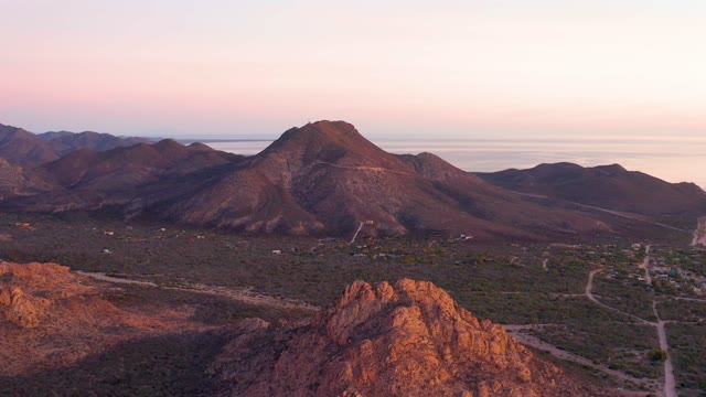 CABO PULMO BCS MEXICO-2021: Desert Valley and Mountain Ranges at Dusk
