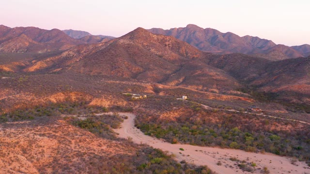 CABO PULMO BCS MEXICO-2021: Desert Valley and Mountain Ranges with Winding Dirt Road