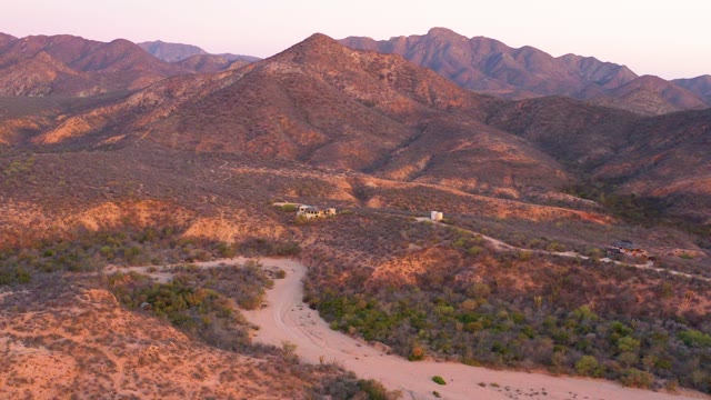 CABO PULMO BCS MEXICO-2021: Desert Mountain Range and Winding Dirt Road