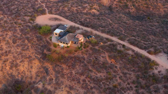 CABO PULMO BCS MEXICO-2021: Desert House and Winding Dirt Road From Above