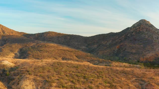 CABO PULMO BCS MEXICO-2021: Panning View of Mountainous Dry Terrain