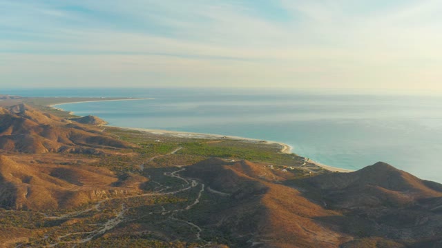 CABO PULMO BCS MEXICO-2021: Winding Mountain Road Leading to Coastal Plain