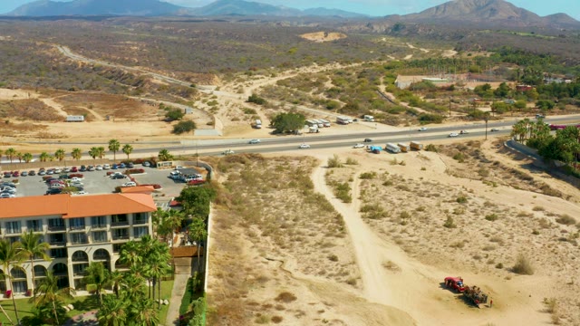 HILTON LOS CABOS MEXICO-2021: Desert Highway and Hotel with Mountain View