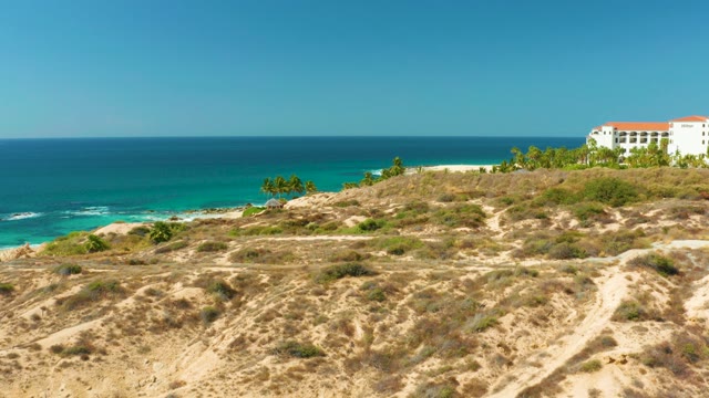 HILTON LOS CABOS MEXICO-2021: Hillside Pan Revealing Sandy Beach and Ocean Coastline