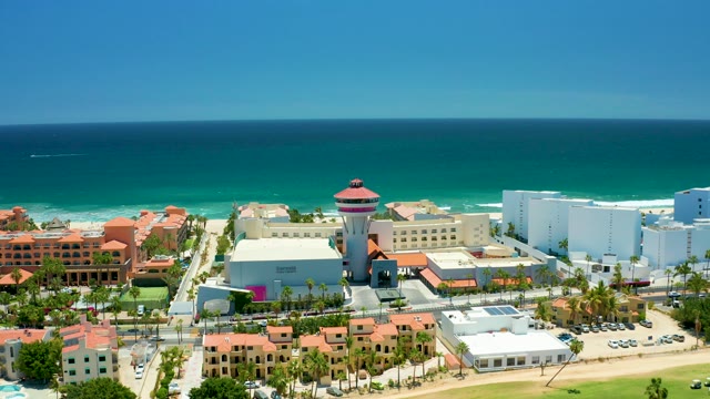 SAN JOSE DEL CABO BCS MEXICO-2021: Shifting Ocean Waves Along Coastal Buildings