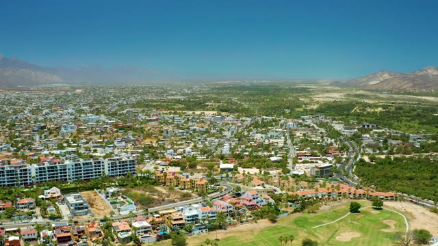 SAN JOSE DEL CABO BCS MEXICO-2021: Residential Neighborhood with Golf Course and Distant Mountains