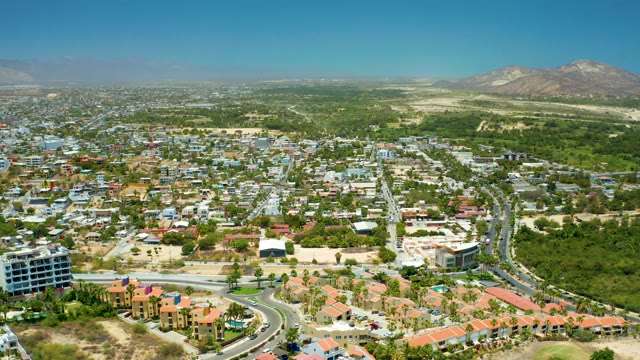 SAN JOSE DEL CABO BCS MEXICO-2021: Residential Neighborhood with Moving Traffic From Above