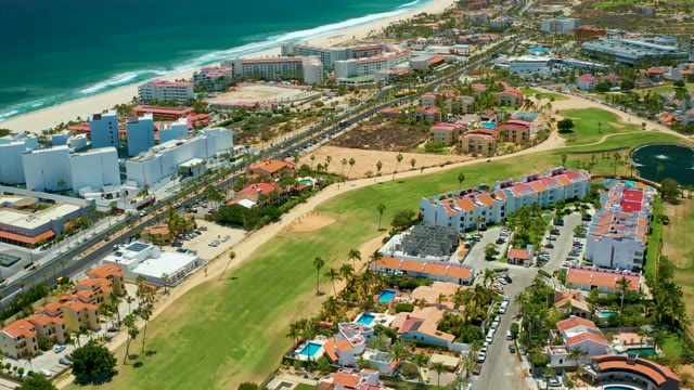 SAN JOSE DEL CABO BCS MEXICO-2021: Coastal Road with Beach and Residential Buildings