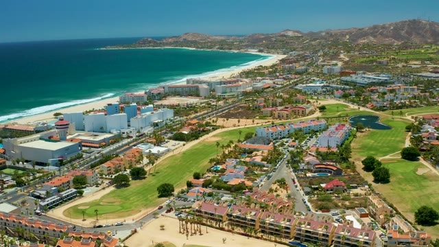 SAN JOSE DEL CABO BCS MEXICO-2021: Coastal Resort and Beachfront Traffic From Above