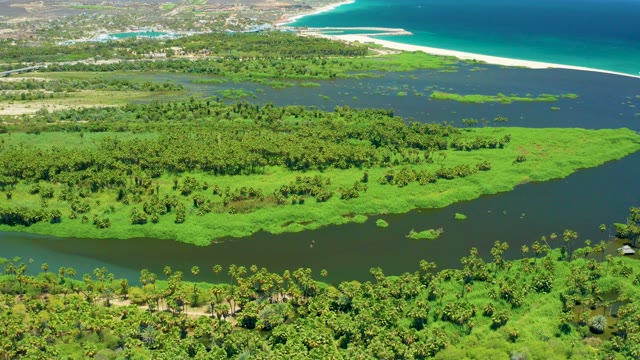 SAN JOSE DEL CABO BCS MEXICO-2021: Coastal Wetland and Sandy Beach with Waterways