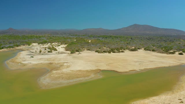 LA LAGUNA BEACH LOS CABOS MEXICO-2021: Receding River Exposing Sandy Banks