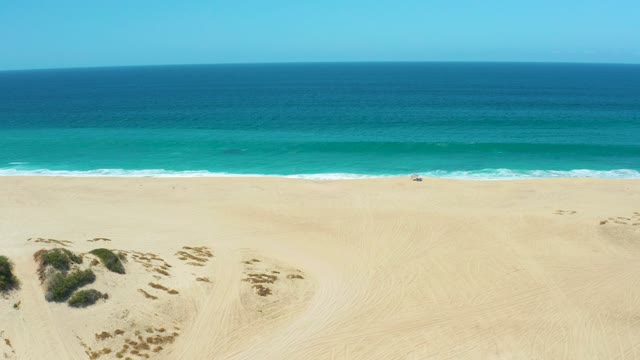 LA LAGUNA BEACH LOS CABOS MEXICO-2021: Sandy Beach and Ocean with Shifting Vegetation