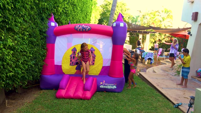 SAN JOSE DEL CABO BCS MEXICO-2020: Children Playing on Inflatable Bouncy Castle