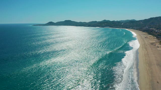 SAN JOSE DEL CABO MEXICO-2020: Waves Rolling Toward Sandy Beach Aerial