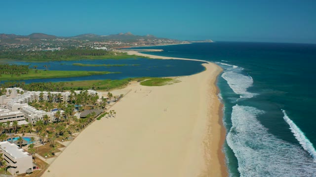 SAN JOSE DEL CABO MEXICO-2020: Coastal Beach with Lagoon and Ocean Waves