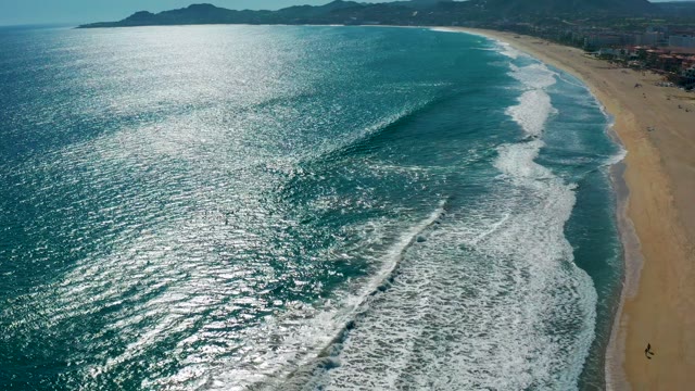 SAN JOSE DEL CABO MEXICO-2020: Waves Rolling Toward Sandy Shore From Above