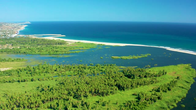 SAN JOSE DEL CABO MEXICO-2020: Coastal Lagoon and Sandy Shore with Greenery