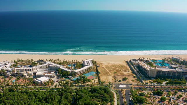 SAN JOSE DEL CABO MEXICO-2020: Beachfront Resort and Ocean Waves in Motion