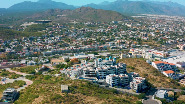 SAN JOSE DEL CABO MEXICO-2020: Hillside Residential Area with Mountain Backdrop