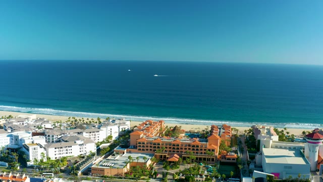 SAN JOSE DEL CABO BCS MEXICO-2020: Coastal Buildings Along Sandy Beach and Ocean