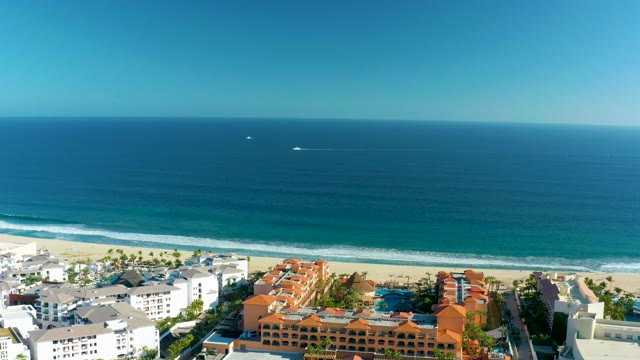 SAN JOSE DEL CABO BCS MEXICO-2020: Beachfront Buildings and Ocean Waves