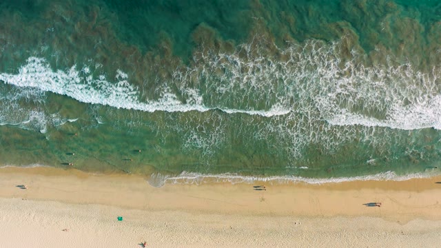 SAN JOSE DEL CABO BCS MEXICO-2020: Ocean Waves Advancing on Sandy Shore From Overhead