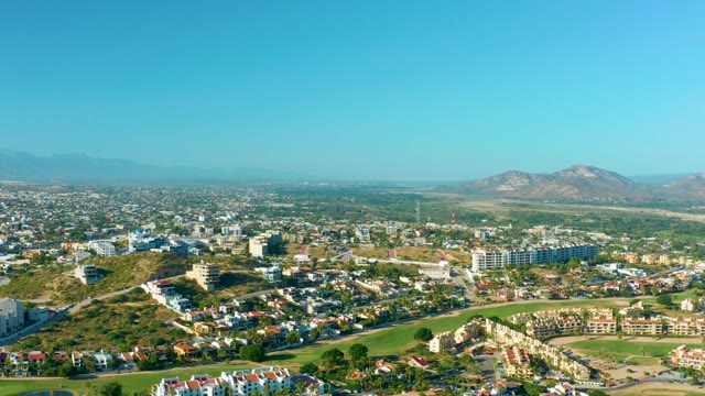 SAN JOSE DEL CABO BCS MEXICO-2020: Residential Neighborhood with Moving Construction Crane