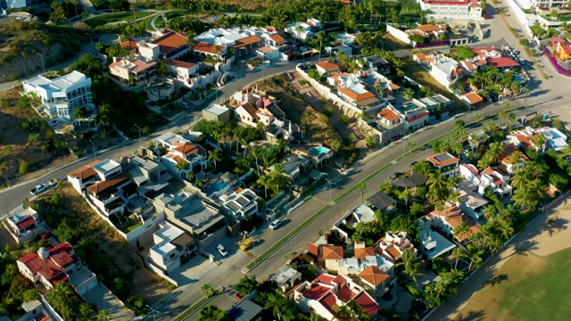 SAN JOSE DEL CABO BCS MEXICO-2020: Residential Neighborhood with Moving Cars Aerial