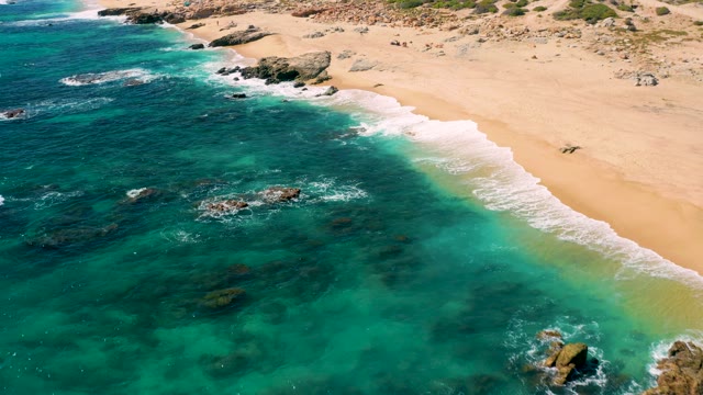 EAST CAPE BCS MEXICO-2020: Sandy Beach with Turquoise Water and Rocky Shoreline