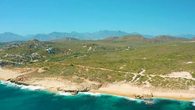 EAST CAPE BCS MEXICO-2020: Sandy Beach and Green Hills Along Ocean Coast