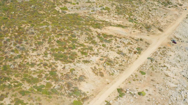 EAST CAPE BCS MEXICO-2020: Vehicle Moving on a Desert Dirt Road