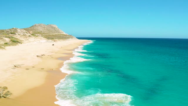 EAST CAPE BCS MEXICO-2020: Coastal Waves Crashing on Sandy Shore