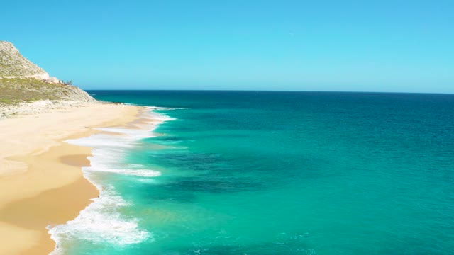 EAST CAPE BCS MEXICO-2020: Sandy Beach with Turquoise Ocean Waves Rolling in