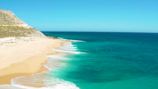 EAST CAPE BCS MEXICO-2020: Sandy Beach with Rolling Ocean Waves From Above