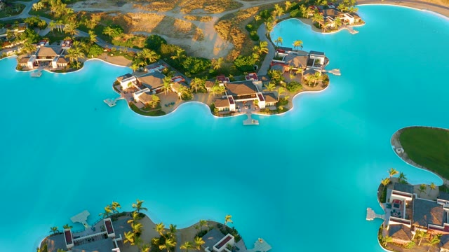 Vibrant Blue Lagoon with Waterfront Villas