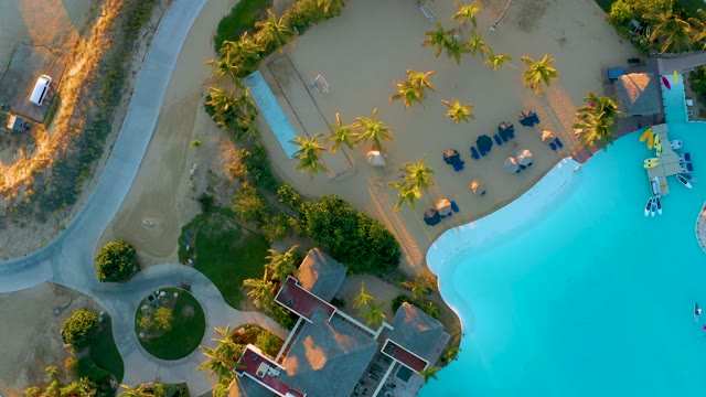 Resort Pool and Parking Lot Aerial Pan