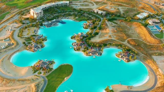 Blue Lake with Islands and Residential Development