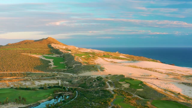 Coastal Dunes and Golf Course with Vehicle Passing